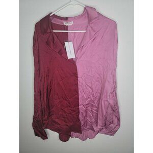 NWT Lovers + Friends Pajama Shirt in Pink & Plum Red SZ M